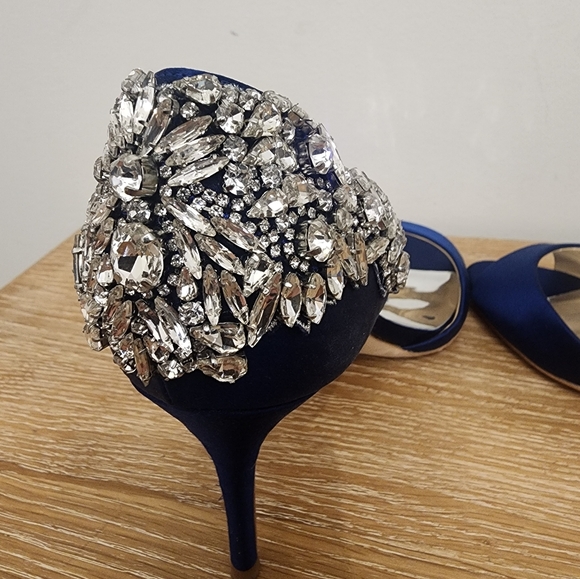 mishka badgley heels navy color satin size 10 - Picture 5 of 11